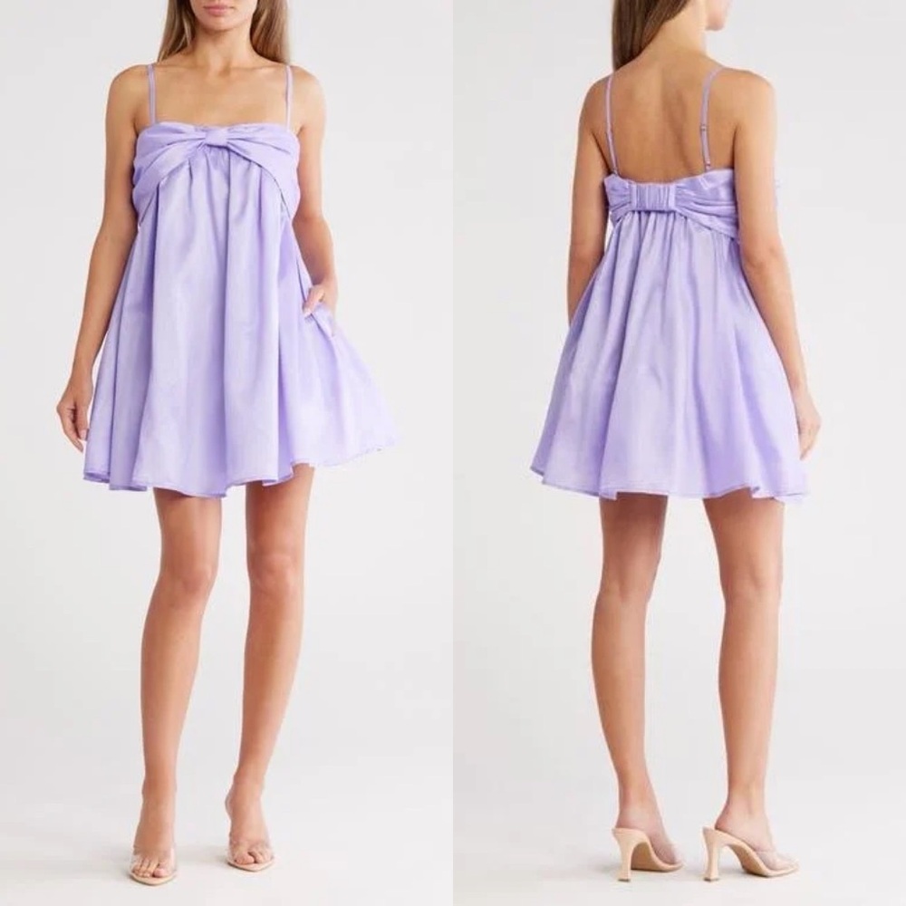 Hutch Bow Babydoll Dress in Purple Lilac